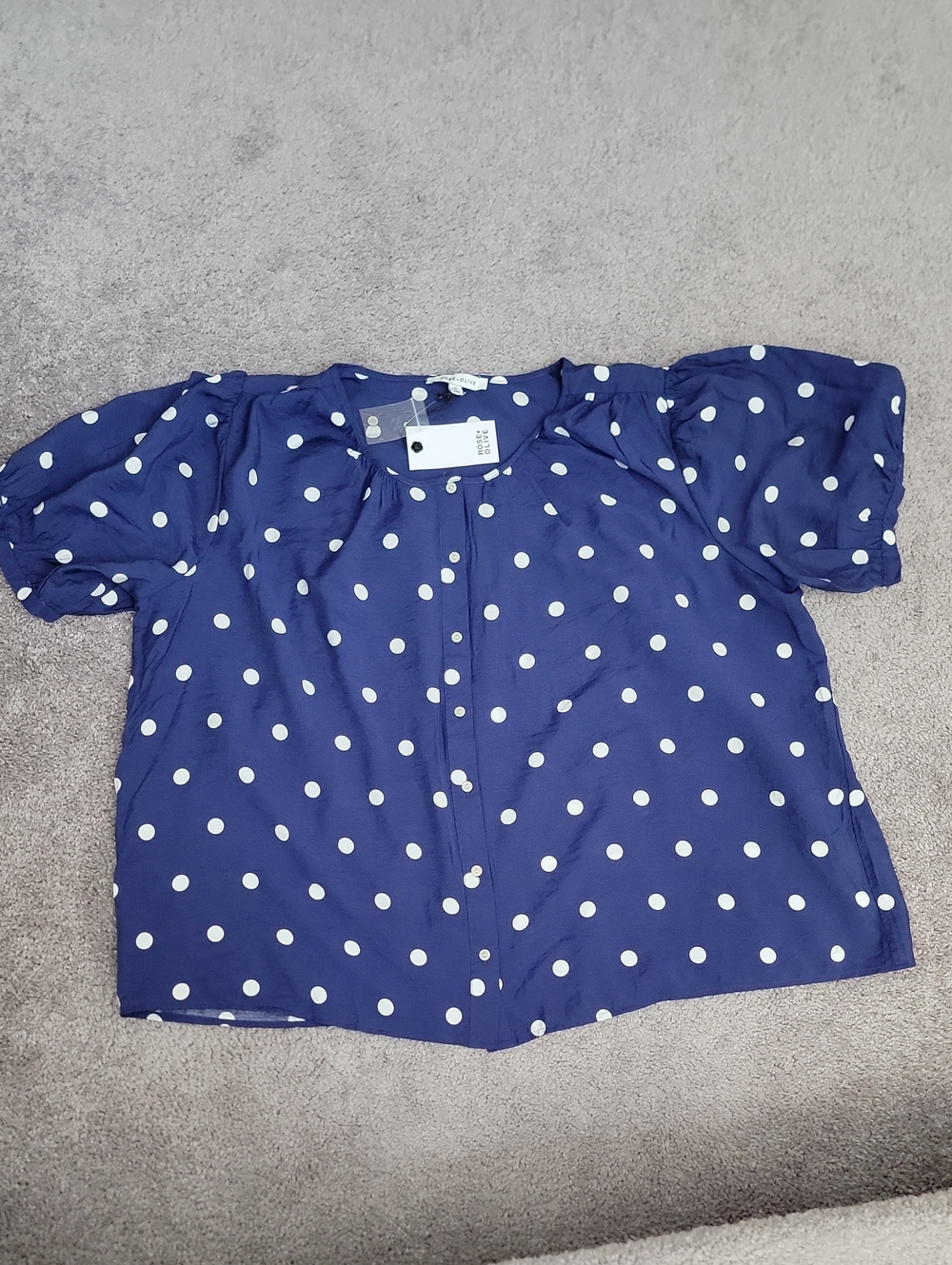 Rose & Olive Polka Dot Blouse in Blue & White Size 2x NWT